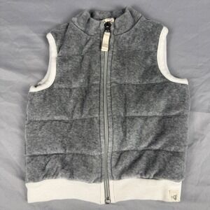 Burt's Bees Baby Quilted Vest Gray White Full Zip Size 12 Months Organic Cotton